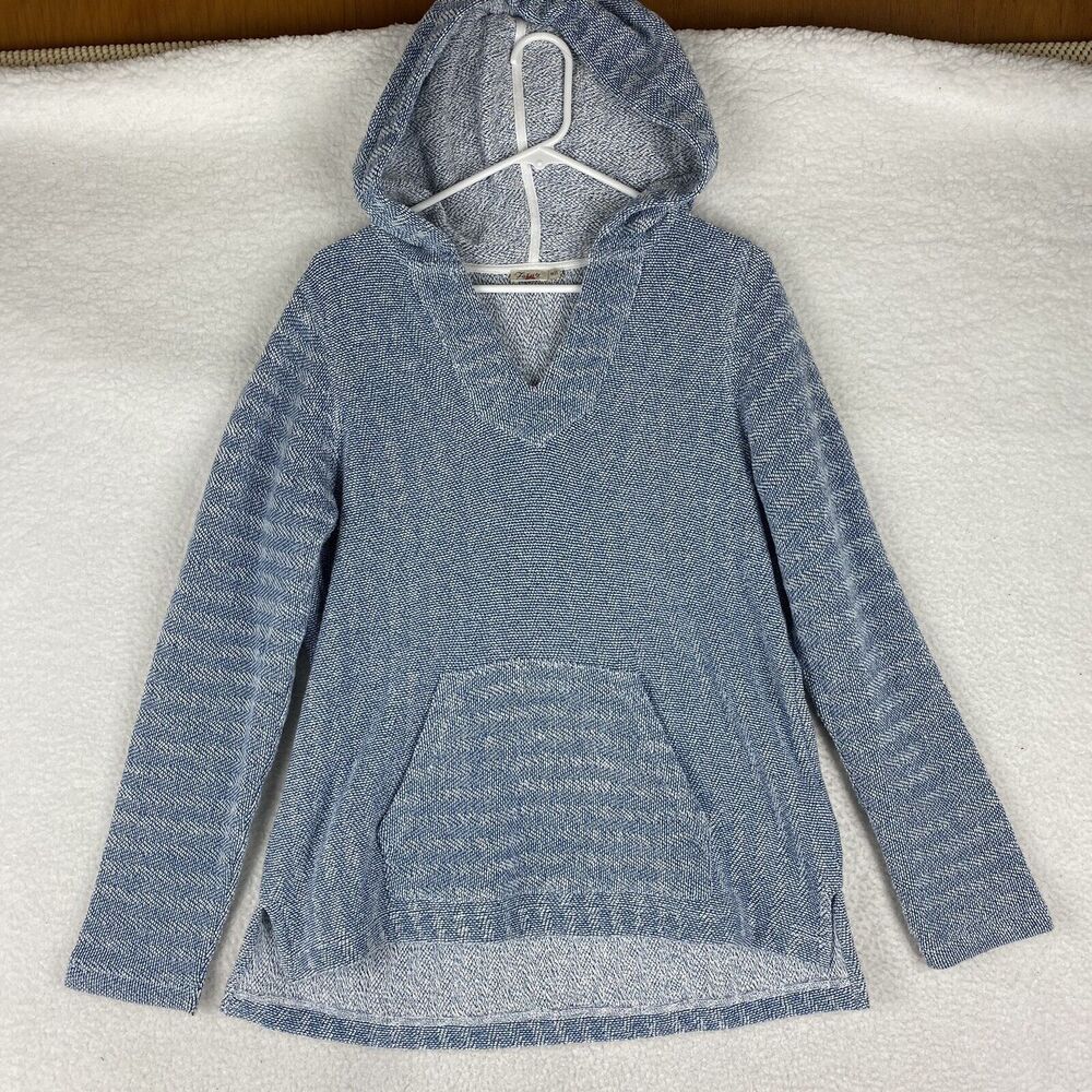 Women's Light Blue Hooded Knit Pullover Sweater